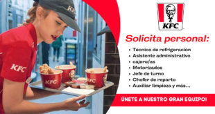 KFC solicita personal part time y full time | Inicia a trabajar sin experiencia