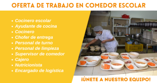 TRABAJA EN COMEDOR ESCOLAR | OPORTUNIDAD LABORAL SIN EXPERIENCIA